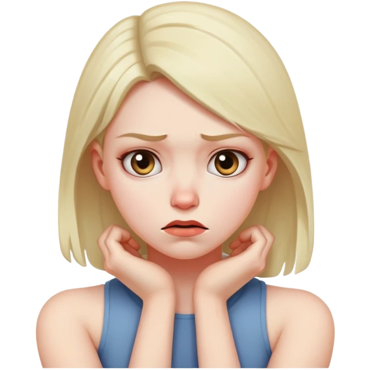 girl with arms over her neck looking mad emoji