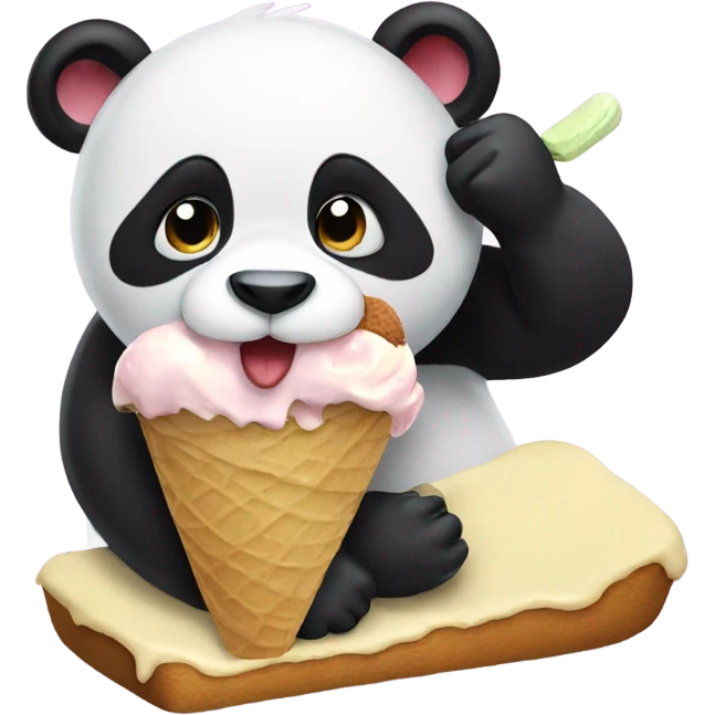Panda eating ice cream emoji