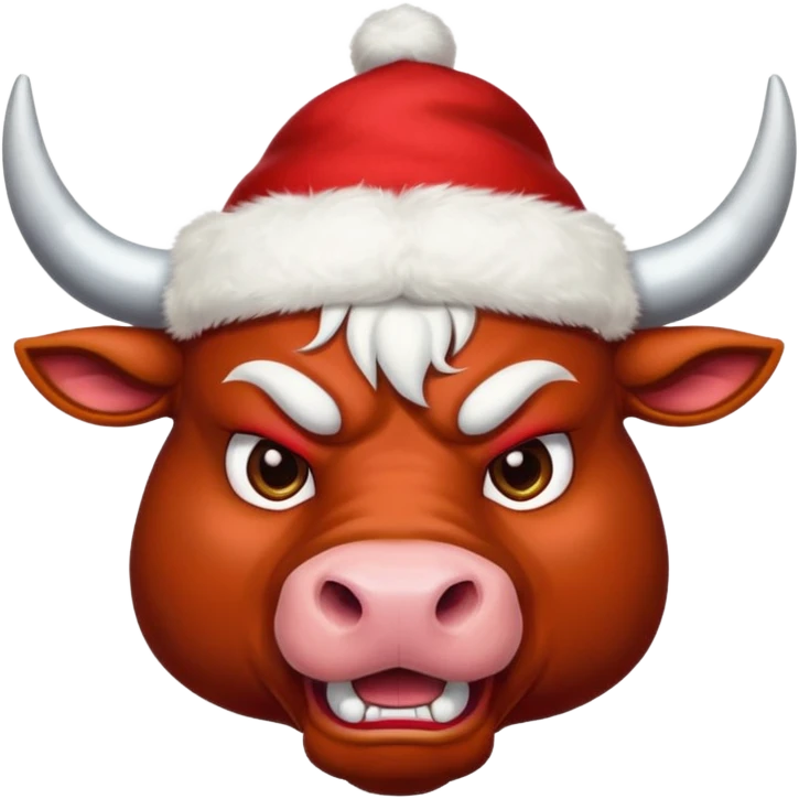 angry powerful with red New Year's hat with white horns bull emoji emoji