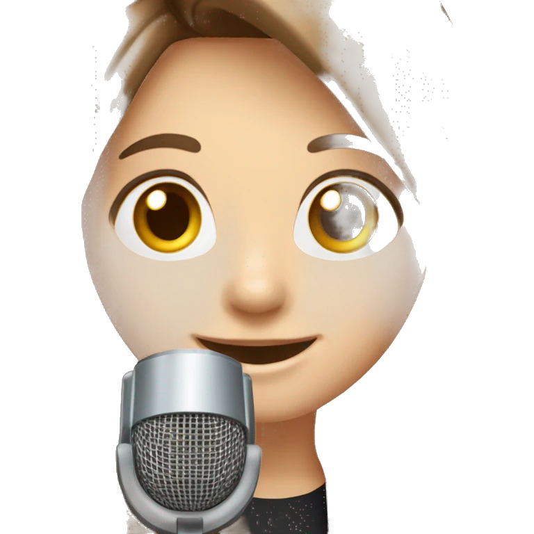happy-girl-with-long-brown-straight-hair-white-skin-brown-eyes-holding microphone emoji