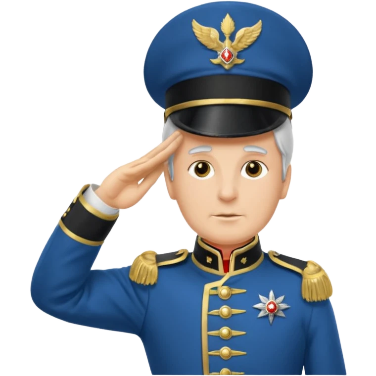Vieille Garde soldier Napoleonic era saluting blue uniform gold trim bearskin hat friendly emoji