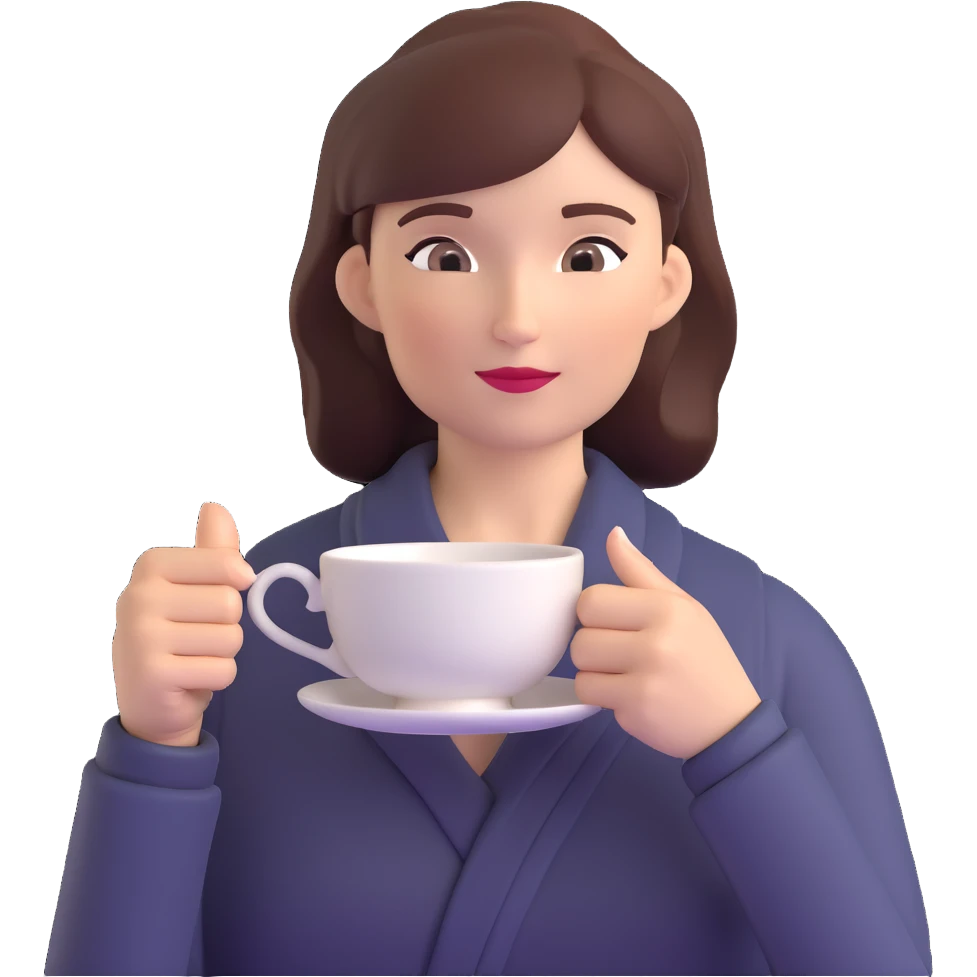 Elegant British woman with perfect hand posture holding teacup, focus on accurate hand anatomy emoji