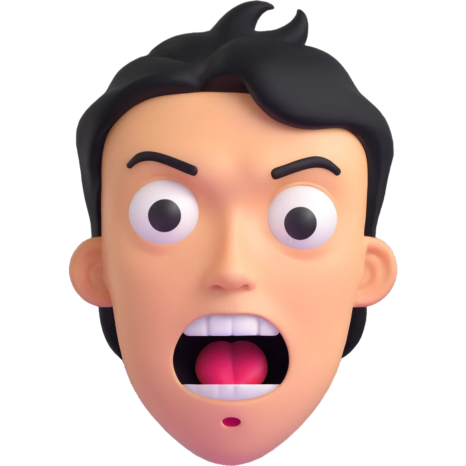 shocked face with exaggerated expression, 'what the freak' reaction emoji