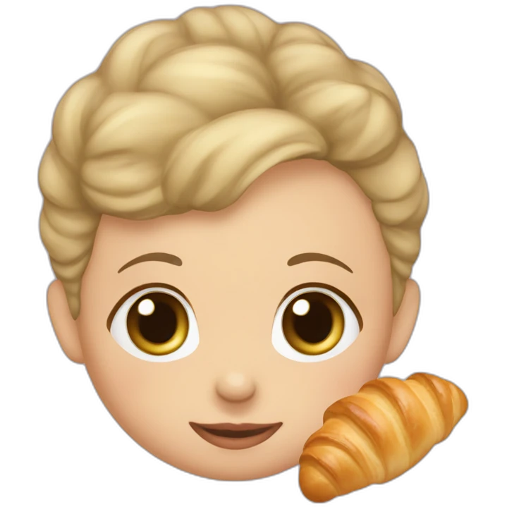 Bébé fille mange croissant emoji