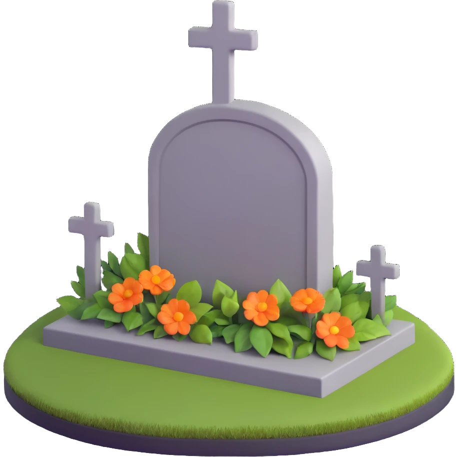 3D illustration of a grave, realistic lighting emoji