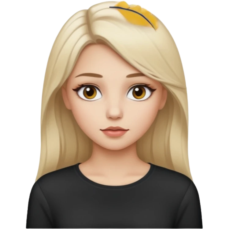 ragazza bionda cenere truccata con maglietta a maniche lunghe bianca emoji