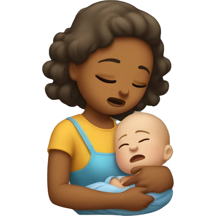 A BABY CRYING AND A MOM CALMS HER DO emoji