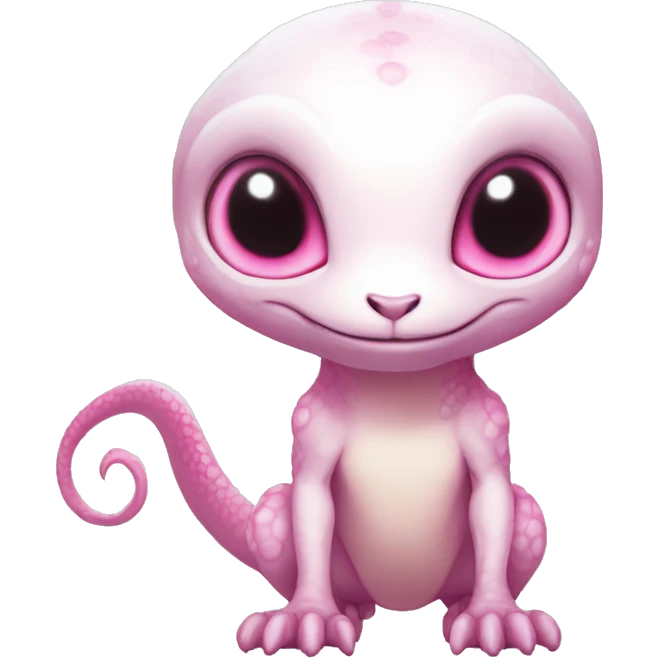 White, Shiny, Chibi, White, Pink eyes, Anthro-Sona-Lizard-Alien-Fakémon, Full Body emoji