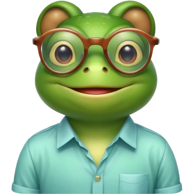 glasses frog with shirt emoji