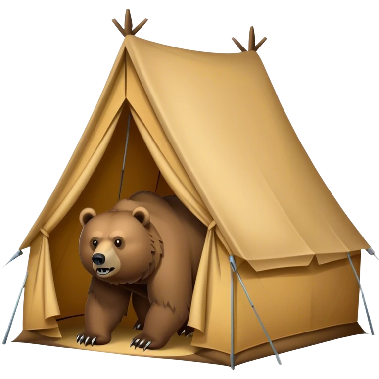 a tent being stalked by a grizzly bear emoji