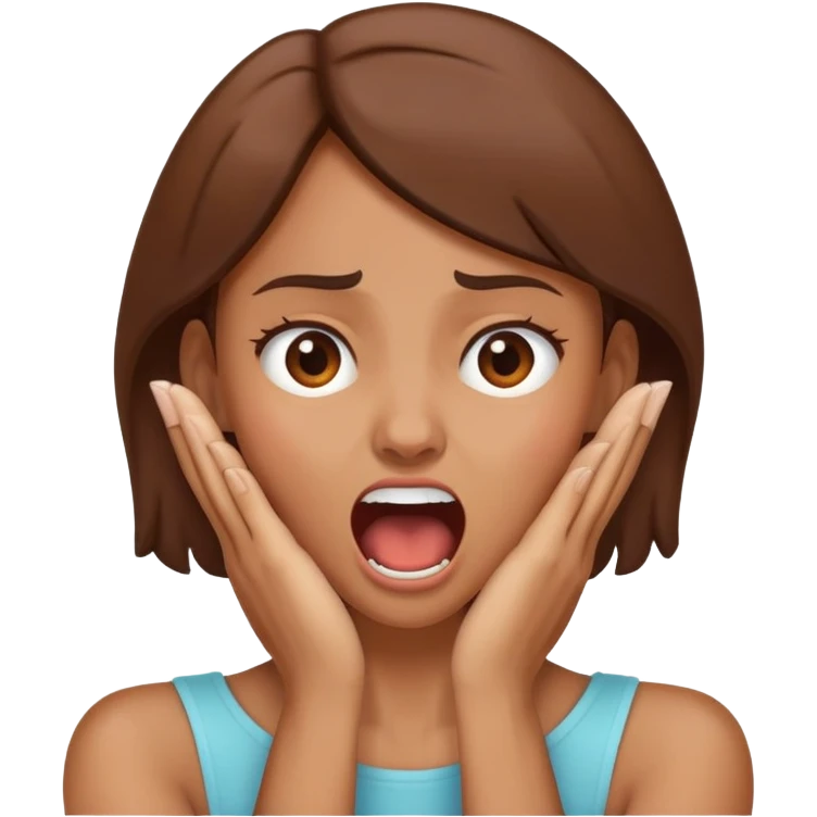 brown female hand crossed holding her neck screaming emoji