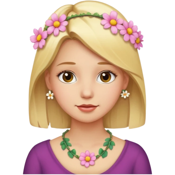 blonde girl with flower necklace emoji