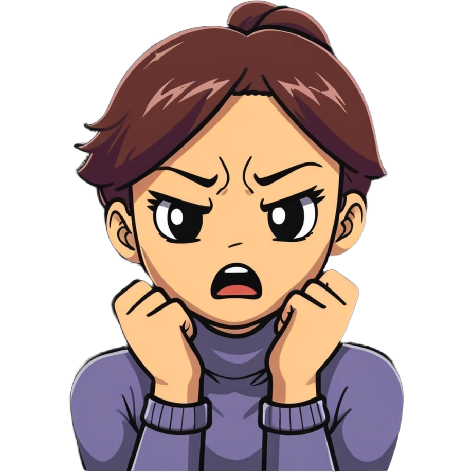 girl mad putting her hands around her neck emoji