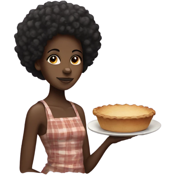 Black girl with Afro holding pie emoji