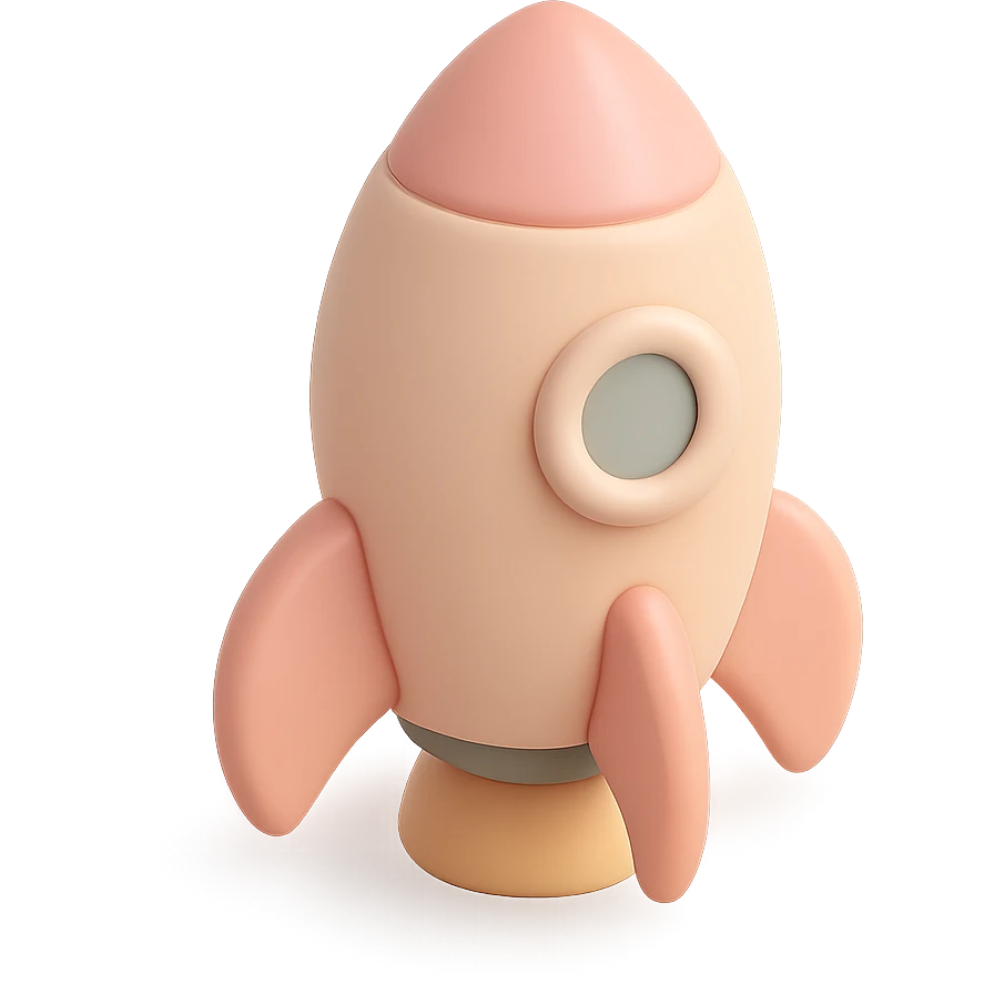minimalist 3D poly icon of a rocket emoji