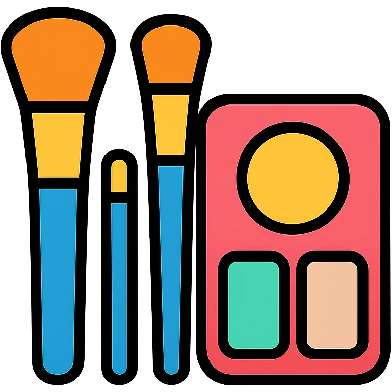 Makeup brushes and cosmetics kit emoji