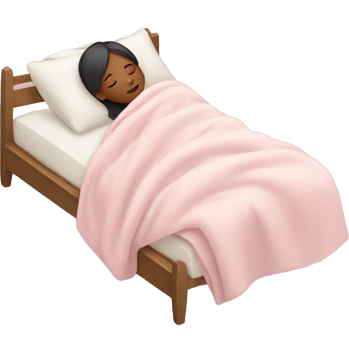 Girl sleeping in pale pink blankets emoji
