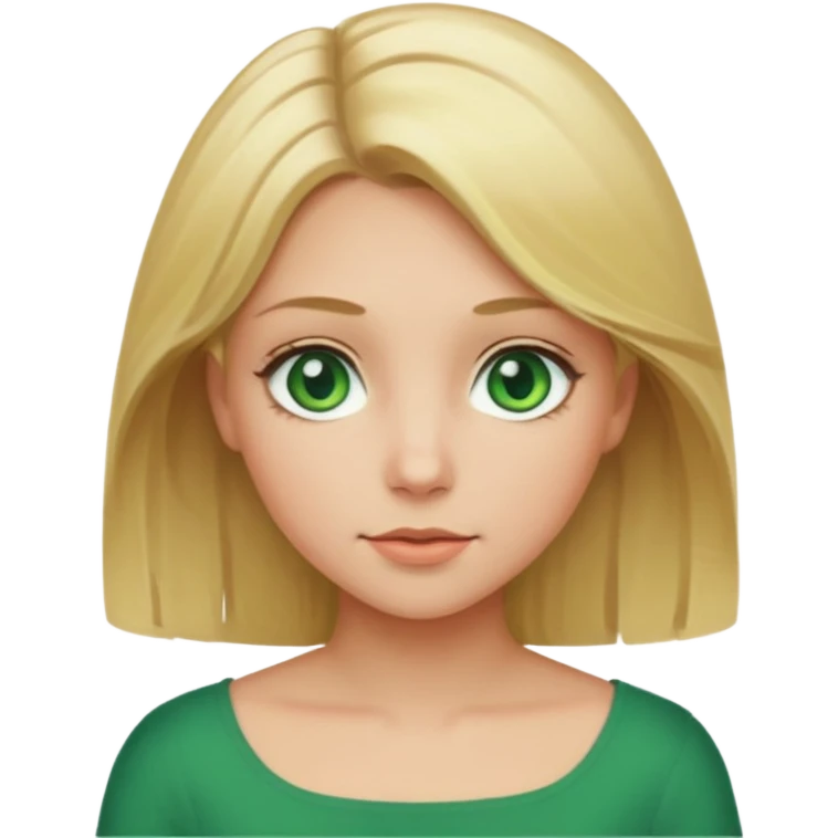 Girl with shoulder-length blonde hair and green eyes emoji