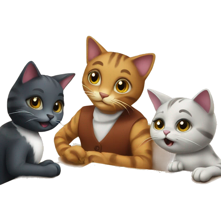 cats playing a board game at a birthday party emoji