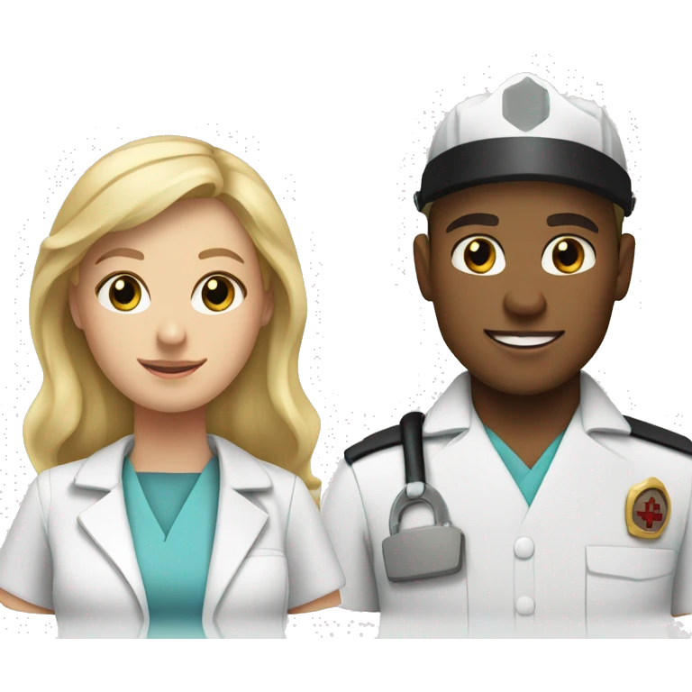blonde haired nurse and blonde haired fireman emoji