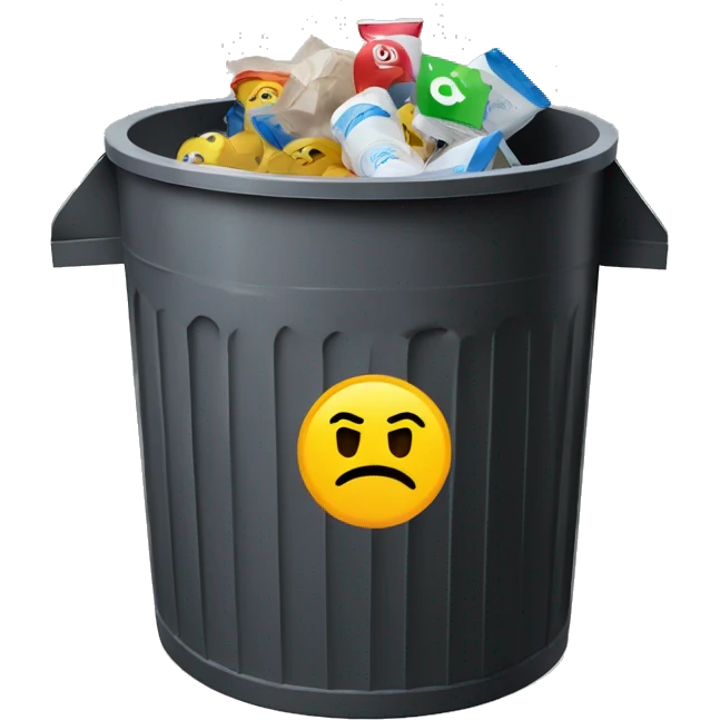Openai gpt chat logo in a trash can emoji