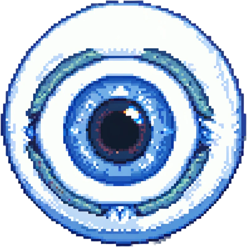 blue eye, with realistic shading, pixel art style emoji