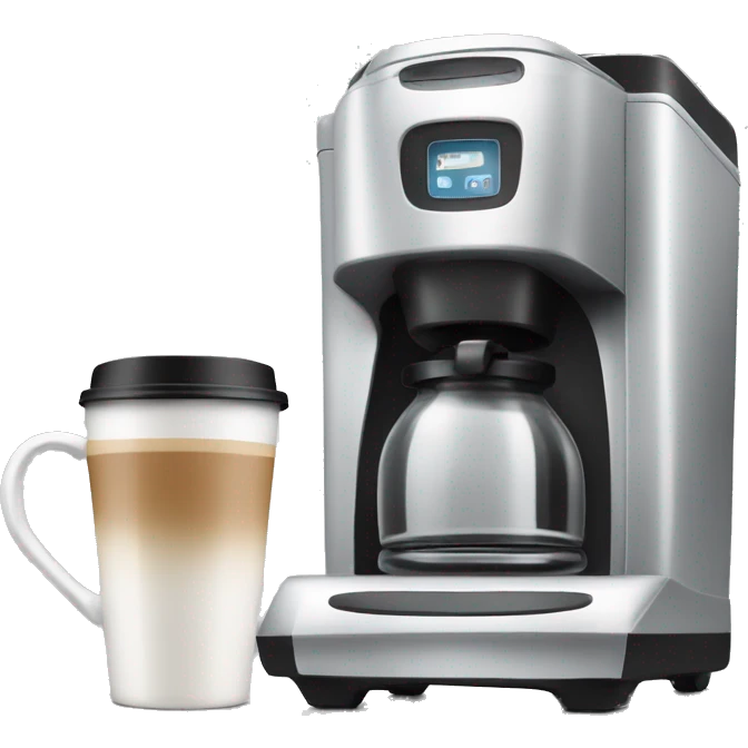 Coffee machine with a coffee mug and a milk container emoji