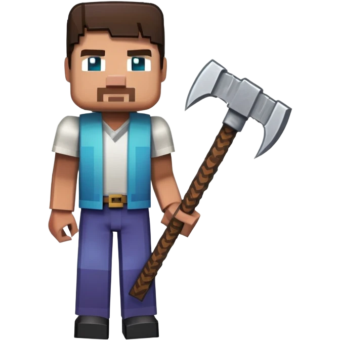 Minecraft character with a pickaxe emoji
