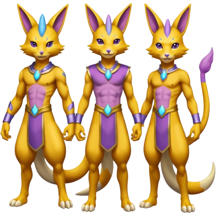 Beerus-Zeraora-Renamon full body  emoji