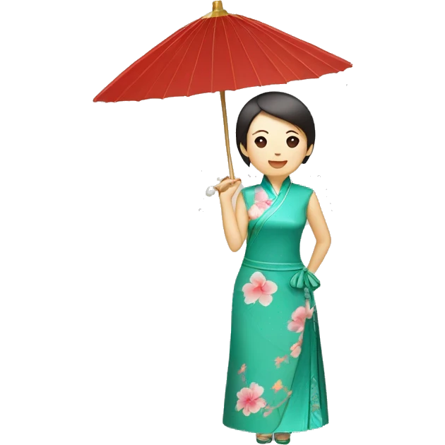cheongsam with umbrella emoji