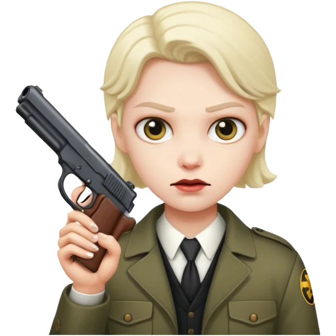 an evil face with a gun or a knife in their hand emoji