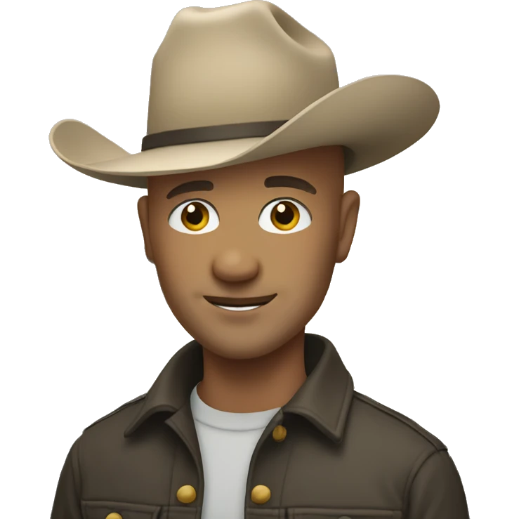 bald man by the water wearing cowboy hat  emoji