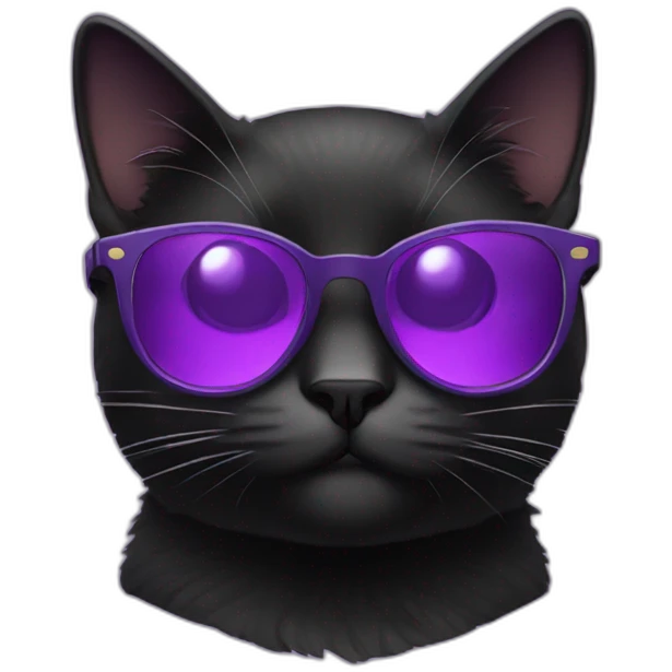 black cat in purple glasses emoji