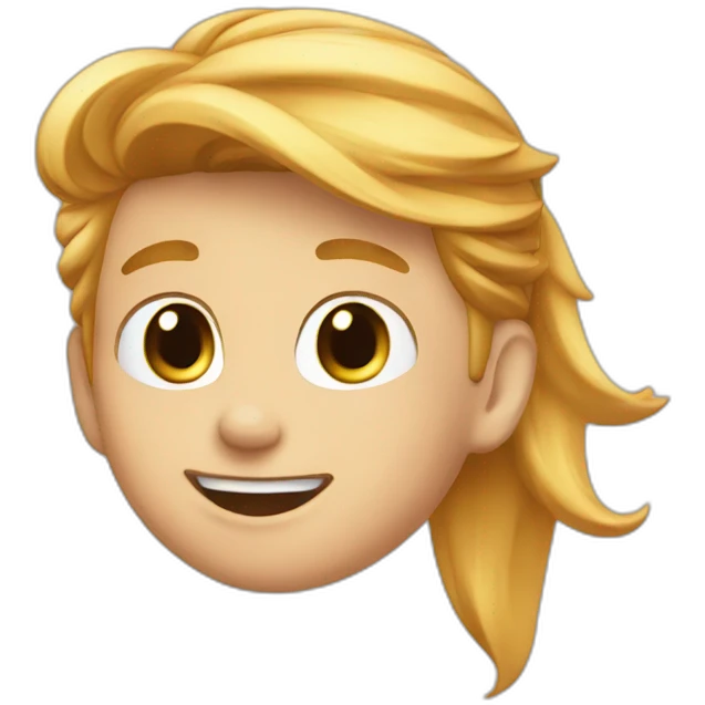 young man cheering with strawberry blond ponytail emoji