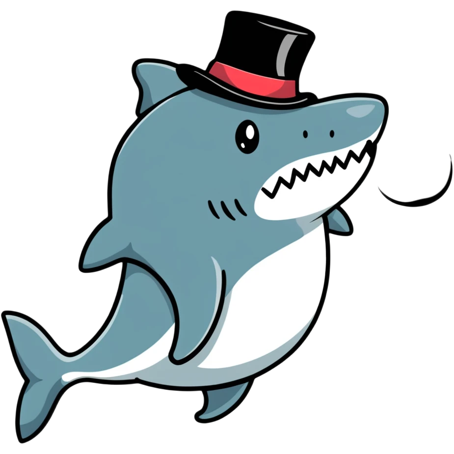 Shark with a top hat emoji