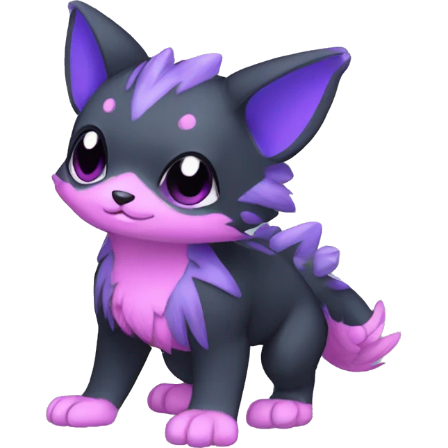 Cute cool black blue purple pink animal hybrid Fakemon full body emoji