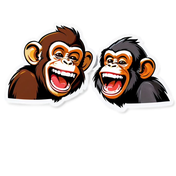 Monkey laughing on a friend monkey emoji