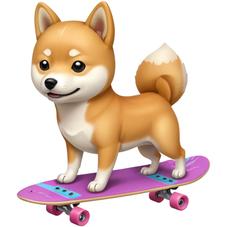 shiba inu dog with skateboa emoji