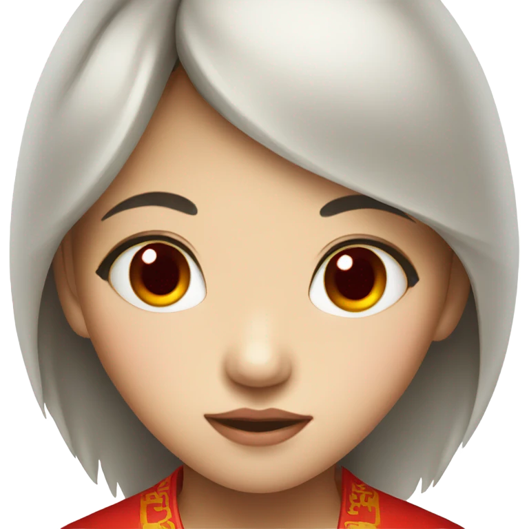 Chinese girl with red eyes emoji