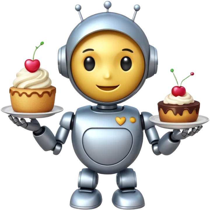 The cute robot and dessert, 3d emoji emoji