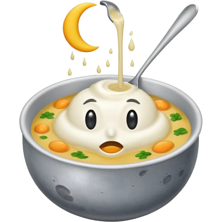 moon with droopy eyes being stirred like soup emoji