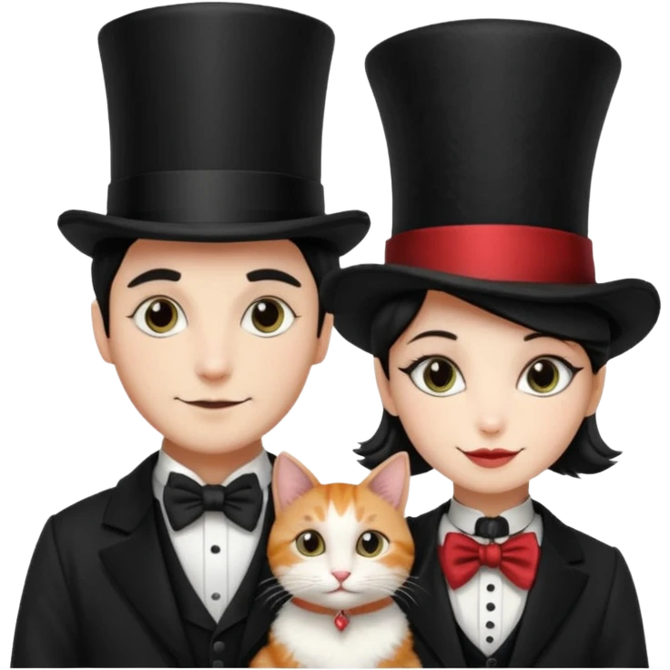 magician couple and their pet cat emoji