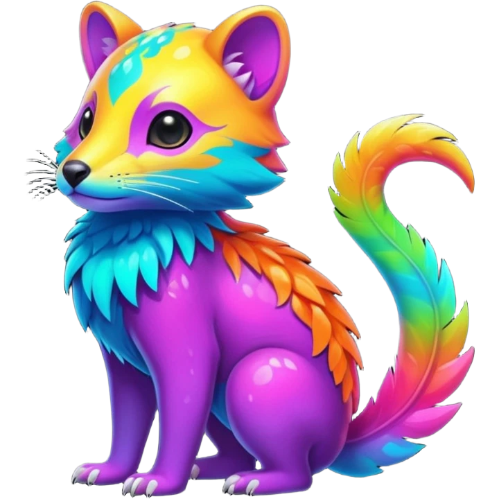 Colorful neon-colored tropical exotic shiny beautiful fantasy-Cacomistle-oncilla-animal-hybrid (full body) emoji