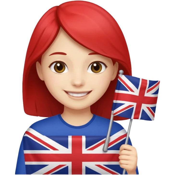 A girl from prestigios school holding British flag emoji