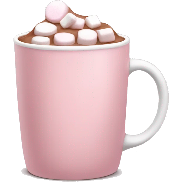 Light Pink mug of hot chocolate with marshmallows  emoji