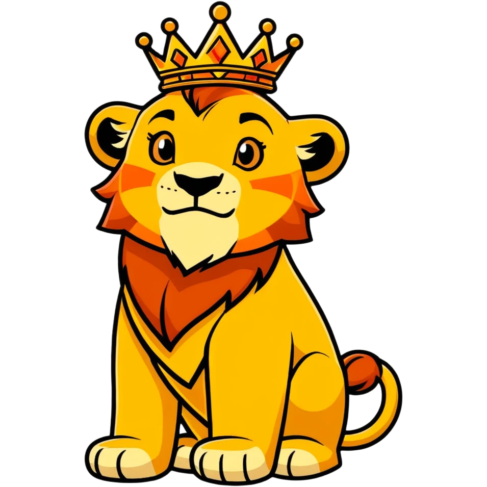 Lion king on fire with Gold Crown emoji