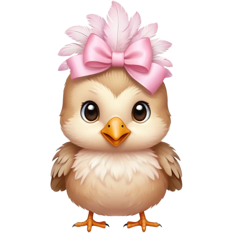 Cute Baby bird with a light pink bow emoji