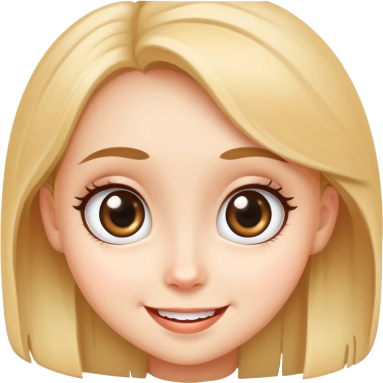 cute girl face with big eyes, smiling emoji