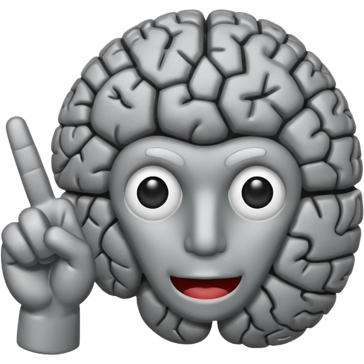 Brain flashing a peace sign emoji