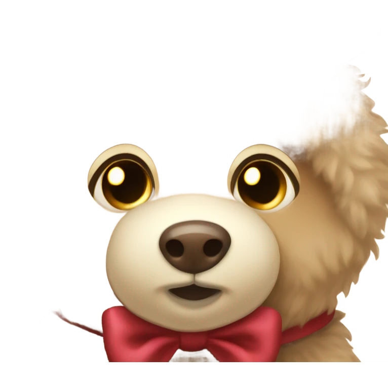 beige fluffy cute teddy bear with brown bow🧸 emoji